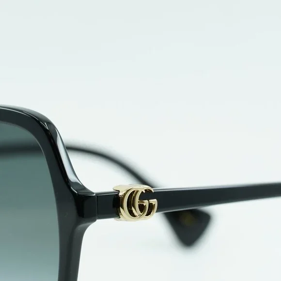 💯 NEW GUCCI GG1072SA 001 SHINY BLACK GREY GRADIENT SQUARE SUNGLASSES - Picture 4 of 11